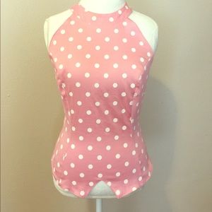 Pinup girl clothing top pink polkadots